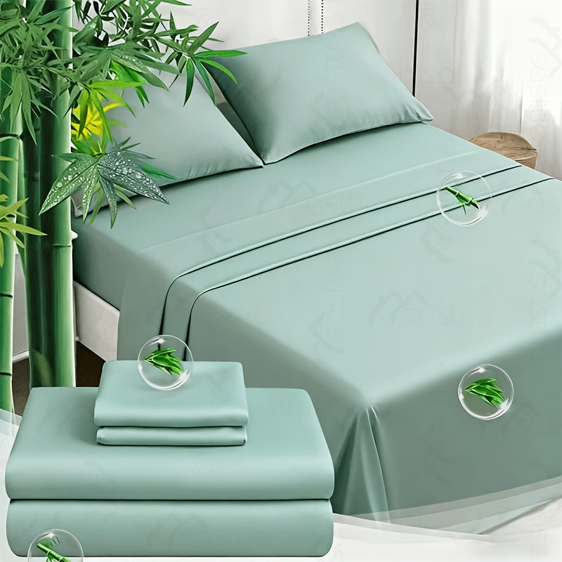 3/4pcs Bamboo Bed Sheet Set-Bamboo Kids Bed Sheet-Ultra Soft & Breathable Bed Sheets-Deep Pocket Up to 16" Hotel Soft Bedding-Perfect for Hot Sleepers-Great Gifts Bedding Sheets Set Bamboo Sheets Sets All Sizes Cooling Bamboo Sheets Random Color