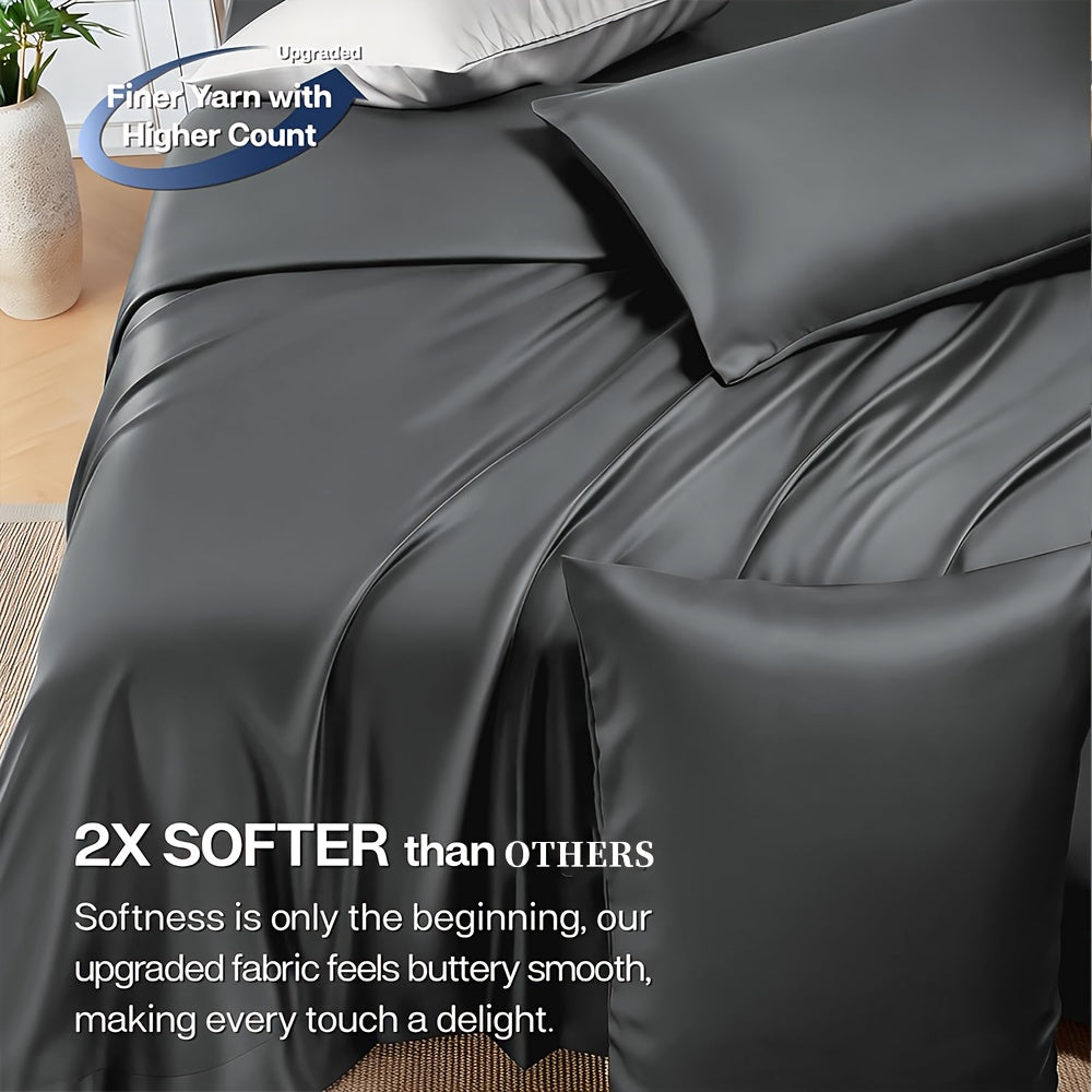6pcs Cooling Bed Sheets Sets Queen Size - Ultra Soft & Luxuriously Cooling For Hot Sleepers, 17" Deep Pocket, Double Stitching, Christmas Decorations Perfect For Christmas Gift - Queen Bed Sheets