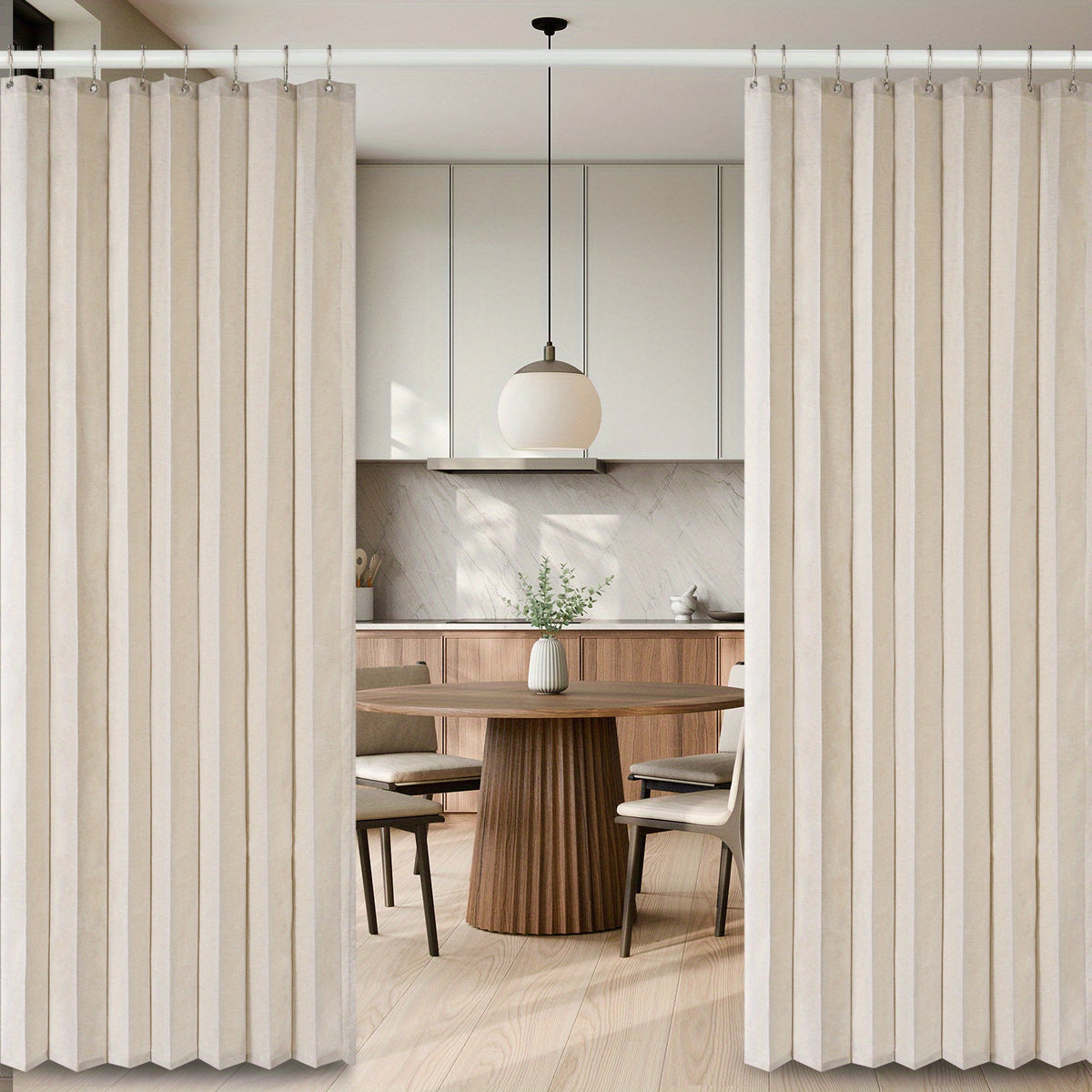 1pc Foldable Door Curtain, No-Rods Partition Privacy Waterproof, with Hook Attachment And Binding, All Season Available Bathroom