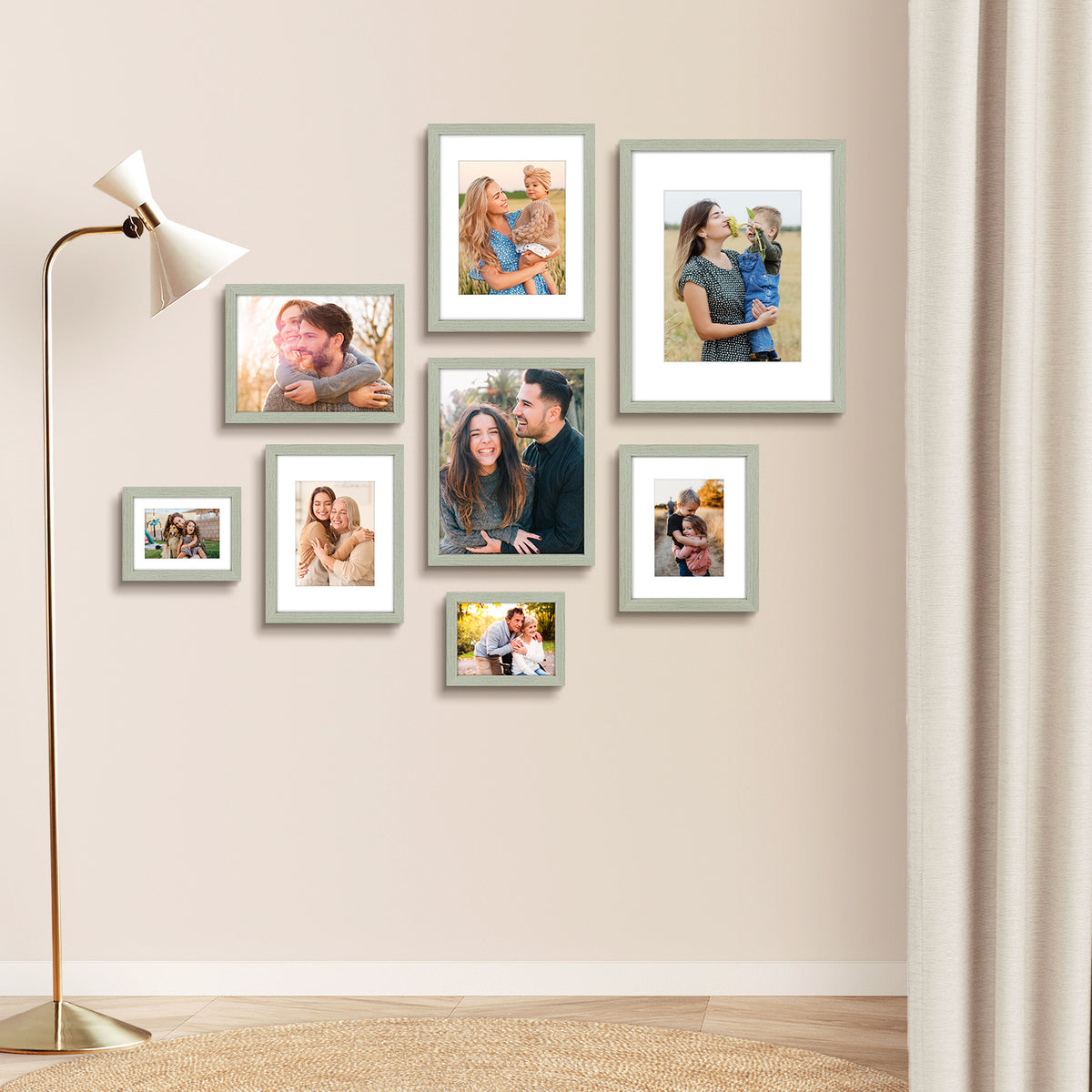 6 Packs 6x8/8x10/9x12/11x14/16x20 Picture Frames Set, Engineered Wood Gallery Wall Frame Set with Plexiglass - Wall Mounting or Tabletop Display