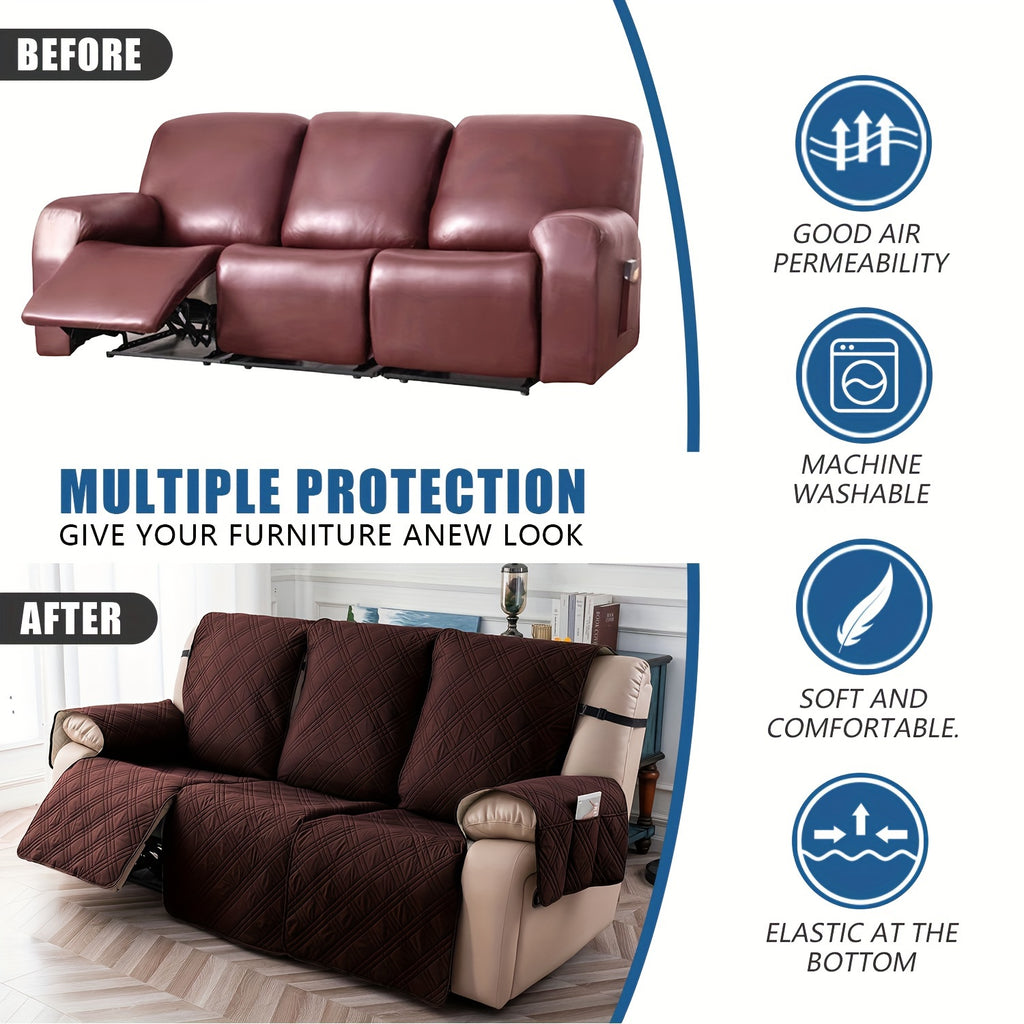 3pcs/set Waterproof Recliner Slipcovers Non-Slip Recliner Sofa Covers Elastic ReclinerChair Cover Furniture Protector for Bedroom Office Living Room, Valentine's Day Gift, Valentine's Day Home Decorations