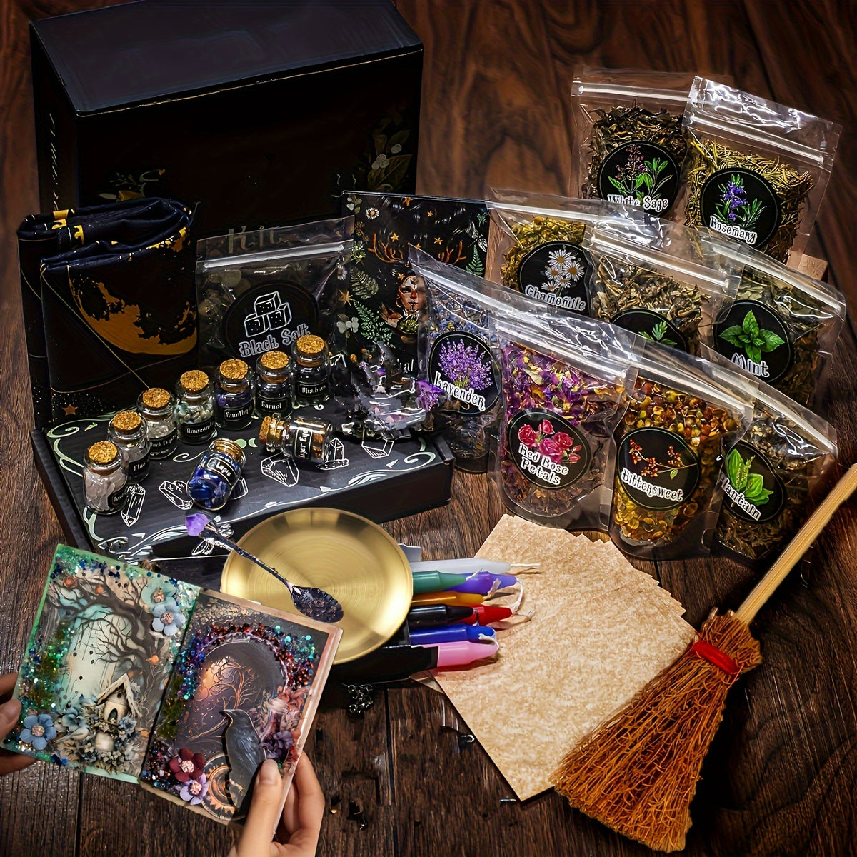 94/130/Large Witchcraft Supplies Kit for Spells, Witch Box Includes Pink Candles, Wiccan Supplies And Tools, Beginner Witchcraft Kit for Pagan Rituals Halloween