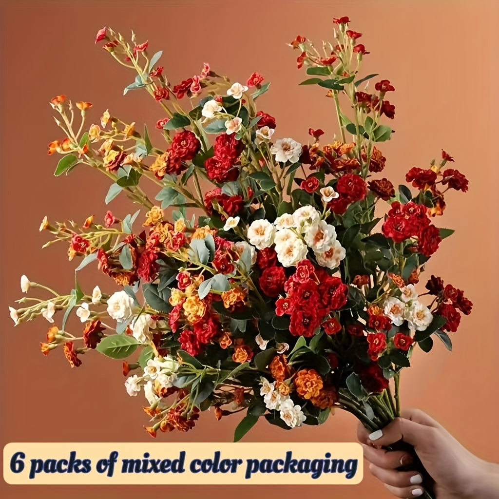 6 Colors Of Artificial Roses, Realistic Touch Artificial Flowers, Floral Artificial Center Decoration, Wedding Bride Engagement Bath Party Birthday Anniversary Party Supplies, Autumn Farmhouse Living Room Decoration, Christmas Home Decoration