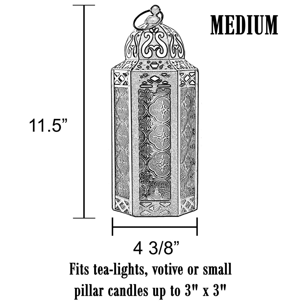 Decorative Moroccan Candle Lantern Holder, Medium, 10.5" Tall