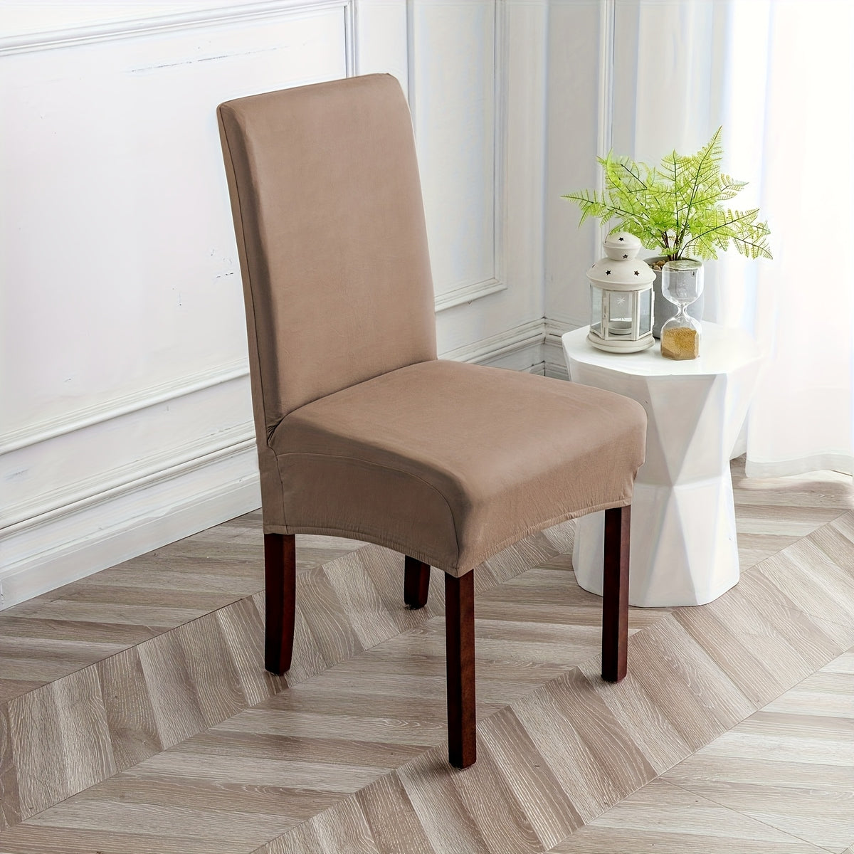 4pcs Set/6pcs Set Milk Elastic Home Kitchen Dining Chair Slipcover, Chair Cover, Furniture Protector For Wedding Office Living Room, Easy To Install, Suitable For Any Dining Chair.Halloween Gift, Halloween Home Decorations