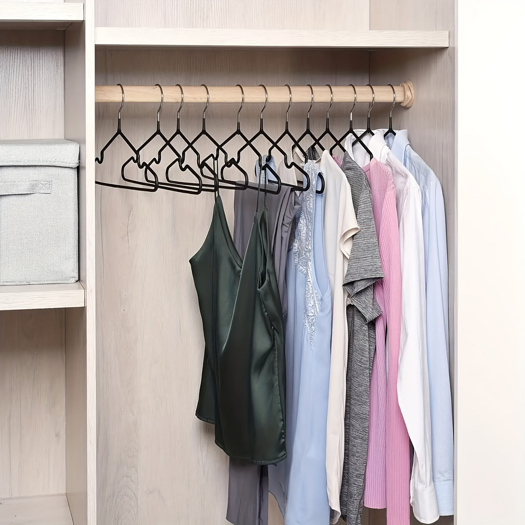 Non-Slip Metal Clothes Hangers with Black PVC Coating, 15.75 x 7.87 Inch Heavy-Duty Closet Organizers in 20, 25, 50 or 60 Packs for Wet and Dry Laundry