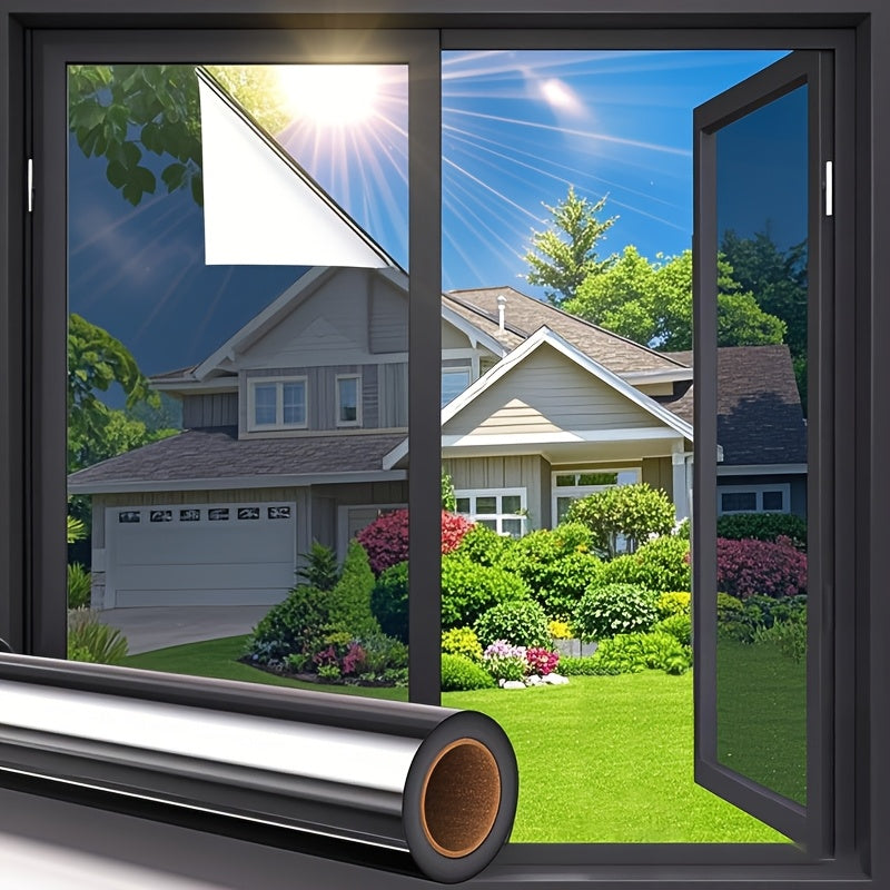 20, 47x125, 98 Inch One-Way Privacy Insulation Sun Film - Static Cling Adhesive, One-Sided Mirror Surface, Thermal Insulation & Glare Reduction for Office Windows, Kitchen Balcony, Home Bedroom, Office Window Privacy | Modern Window Decor | Easy Installat