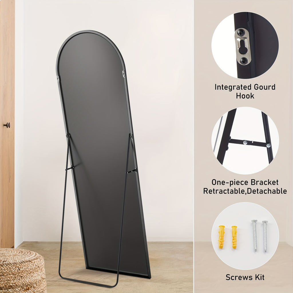 Arched Full Length Mirror, Full Body Free Standing Leaning Mirror Hanging Mounted Mirror Modern Simple Tall Home Decor for Living Room Bedroom Cloakroom