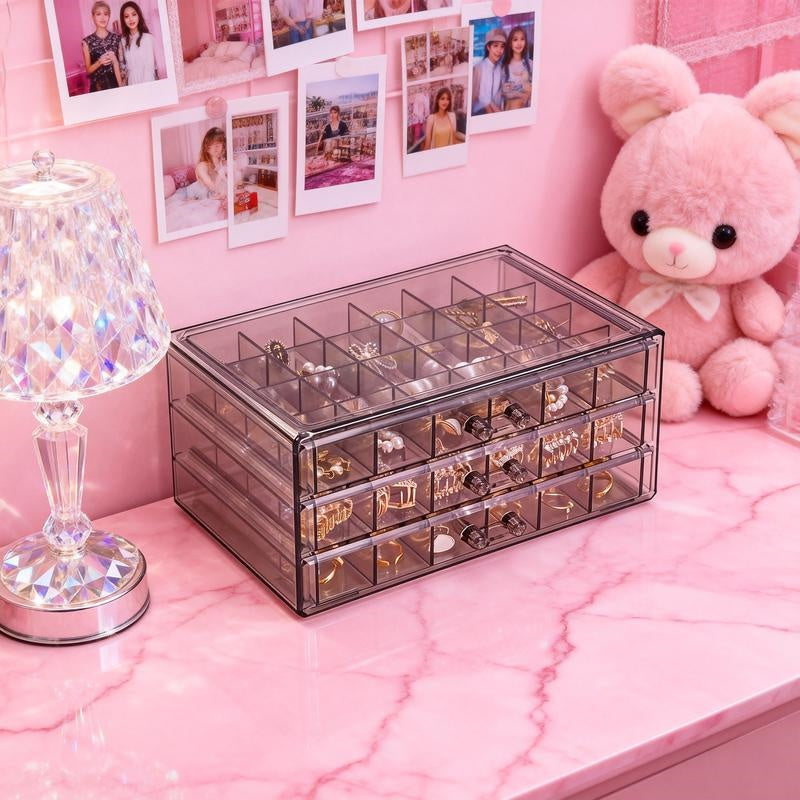 72/120 Layered Jewelry Storage Boxes, Fashionable Acrylic Jewelry Storage Boxes, Suitable for Storing Earrings, Necklaces, Bracelets, Rings, Bracelets, Watches and Other Jewelry. Large-capacity Designed Accessory Storage Boxes, the First Choice for C