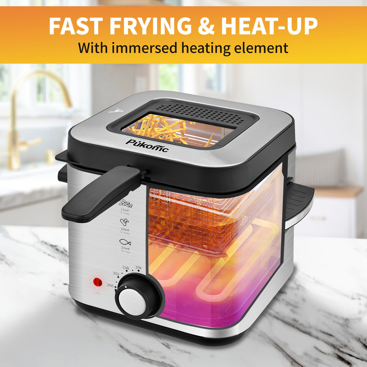 SUSTEAS 1800/1500W/900W Electric Deep Fryer with Stainless Steel Basket | Large Capacity, Adjustable Temperature, Easy-Clean Pot, Foldable Handle, Compact Durable Design | Stylish Kitchen Appliance & Essential Tool for Family Dinners, Parties