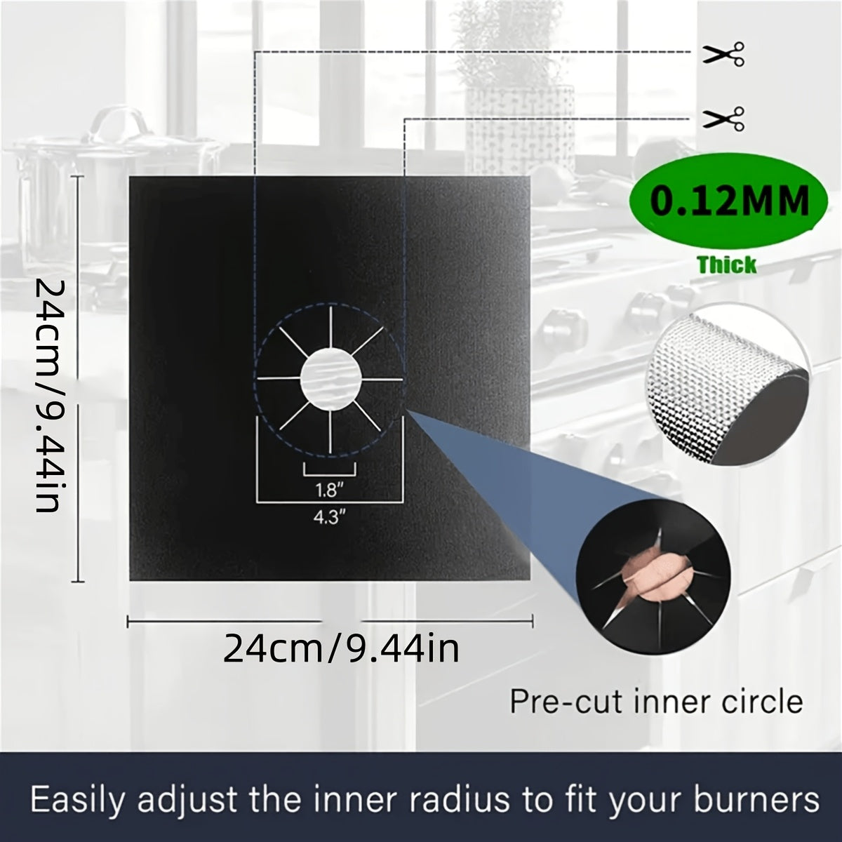 12pcs Teflon Gas Stove Protective Cover, 0.12mm Thick, Reusable, Non-stick, Quick Clean Kitchen/cooking Liner Kitchen Supplies Home Kitchen Supplies Outdoor Cooking Tool Protective Cover, Barbecue Mat