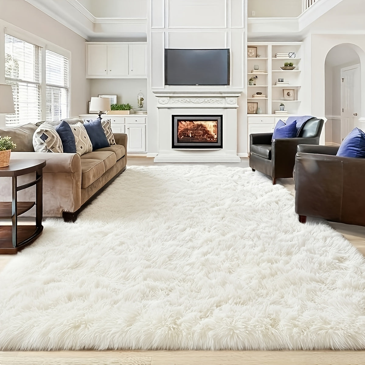Extra Large Shaggy Rug Suitable for Living Room & Bedroom - Soft with PVC Backing, Machine Washable Anti-Slip Floor Mat, Modern Fluffy Floor Suitable for Christmas, for Decor, Use, Large Rectangular
