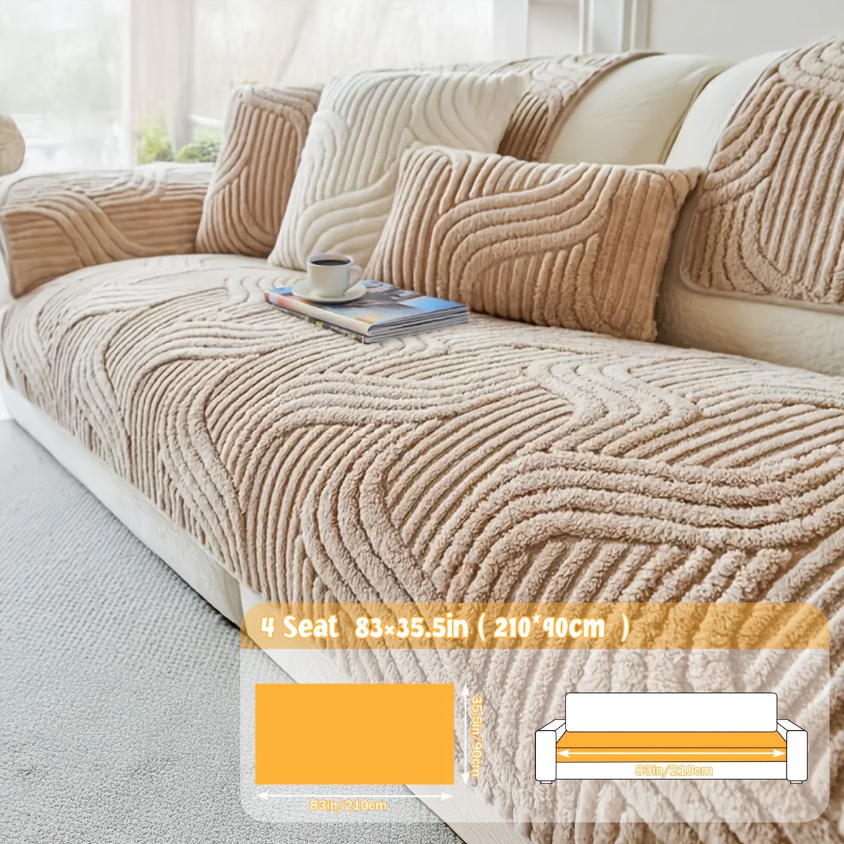 1pc of Thick, Quilted Sofa Cushion That Is Stylish, Durable, Warm, And Non-Slip. This Plush Sofa Cover Is Breathable And Comfortable, Making It Perfect for Families with Pets. It Is Suitable for Use in The Bedroom, Office, Living Room