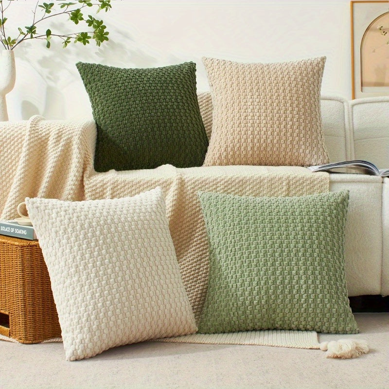 4 Soft Velvet Modern Double-sided Design Sofa Pillowcases, Office Chair Backrest Pillowcases, Bedside Cushion Covers, and Machine-washable Sofa and Bed Decorative Cushion Covers