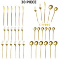 30 Piece Flatware Set, Mirror Polished Stainless Steel Cutlery in Golden or Silver with Knives Forks and Spoons for Home Dining and Wedding Tables