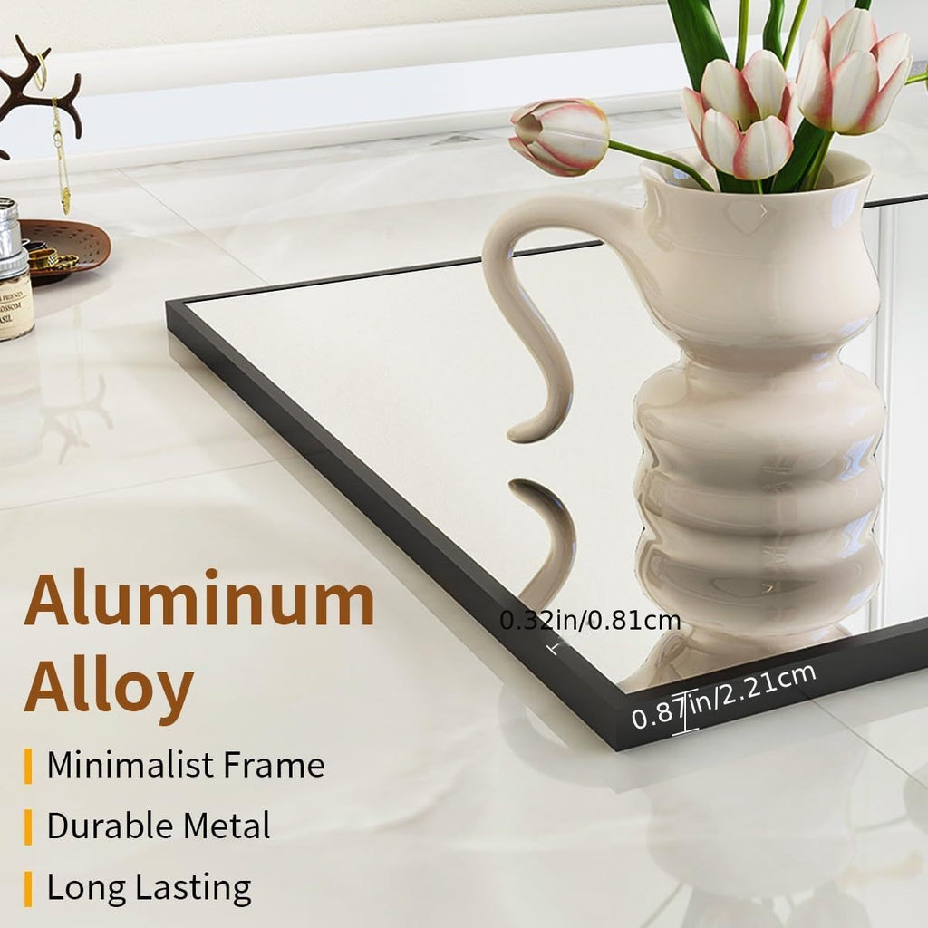Mirror Full Length, Floor Mirror with Stand, Aluminum Alloy Frame Full Body Mirror, Standing Hanging or Leaning Against Wall for Bedroom and Living Room