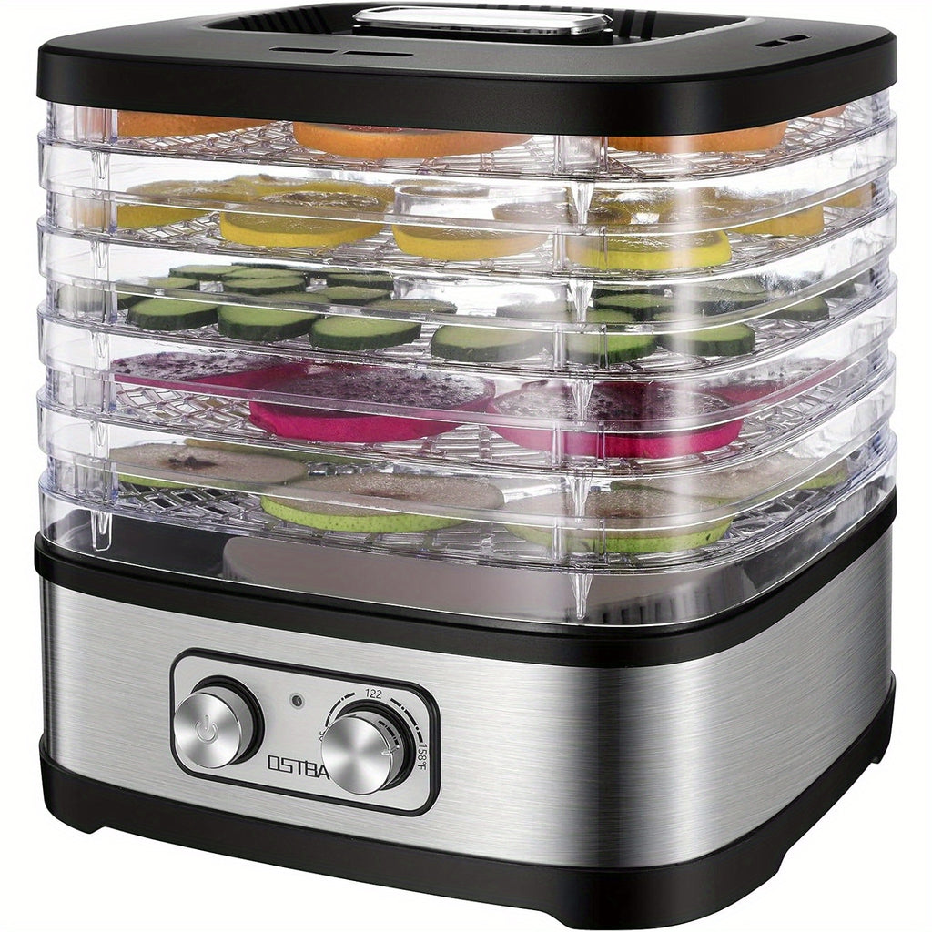 Food Dehydrator Machine Adjustable Temperature & 72H Timer, 5-Tray Dehydrators for Food And Jerky, Fruit, Dog Treats, Herbs, Snacks, LED Display, 240W Electric Food Dryer, Recipe Book