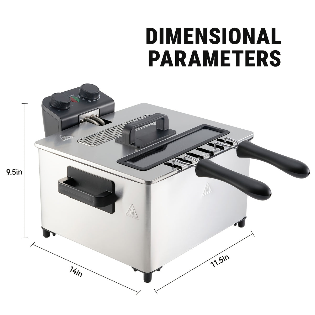 101.44oz/1.32gal Electric Deep Fryer, 1700W Large Fryer with Time & Temperature Control for Home Use, Kitchen Essential, Local Warehouse, Frying Baskets, Lid with View Window, Stainless Steel, Gift for Cristmas & Halloween. Suitable for Cooking