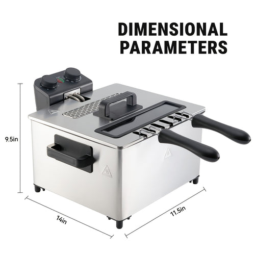 1700W Electric Deep Fryer with Time and Temperature Control, Stainless Steel Frying Basket and Viewing Window Lid for Home Fries and Chicken