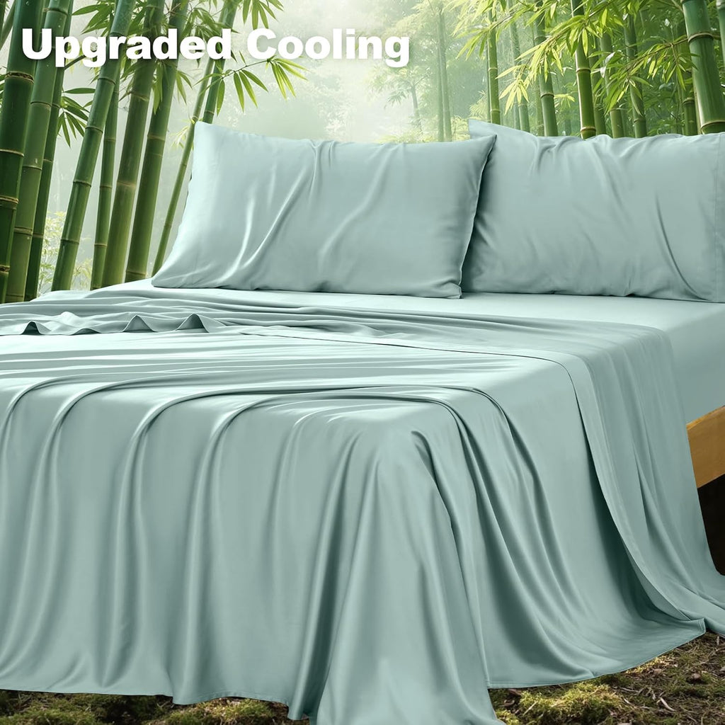 [Breathable Bamboo Sheets] 3/4pcs Breathable Bamboo Bed Sheets Fitted Sheet And Pillowcases Set Child Sheet And Pillowcase Sets, Queen Bamboo Twin Sheet Set, Cooling Queen Sheets Set