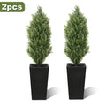 Artificial Pine Tree Set of 2, Slim Faux Evergreen Trees in 3, 4, 5 or 6 Foot Options for Front Door, Courtyard, Home and Christmas Decorations
