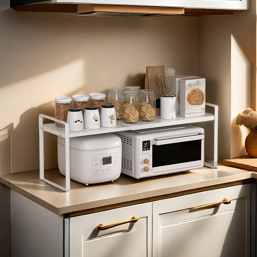 Adjustable&Extendable Metal Cabinet Organizer Rack-Space-Saving, Stackable Design for Kitchen Countertops&Cupboards-Ideal for Food Storage&Appliances with Pull-Out Shelves, Kitchen Organizer|Sleek Finish|Adjustable Shelving, Organizers And Storage