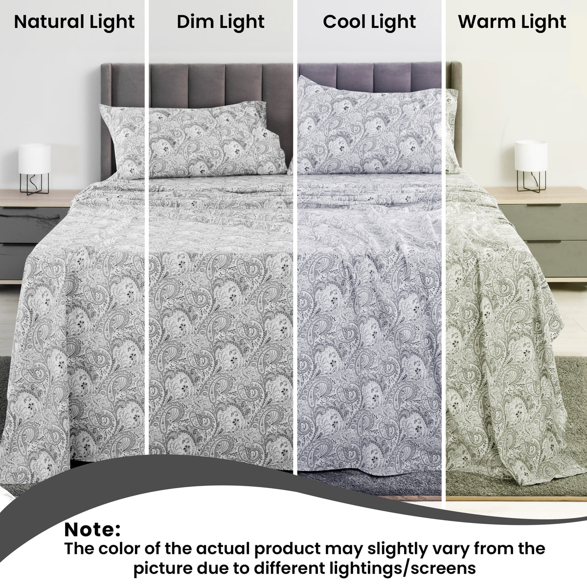 Paisley Bed Sheet Set, Soft Double Brushed Microfiber Bedding with 16-Inch Deep Pocket Fitted Sheet and Pillowcases in Six Sizes for Bedroom Comfort