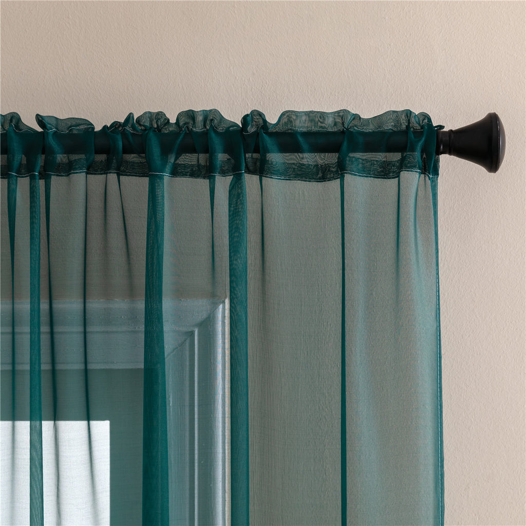 Rod Pocket Sheer Curtains, 2 Polyester Light-Filtering Window Panels in Multiple Colors and Sizes for Living Room Bedroom and Dining Room Decor