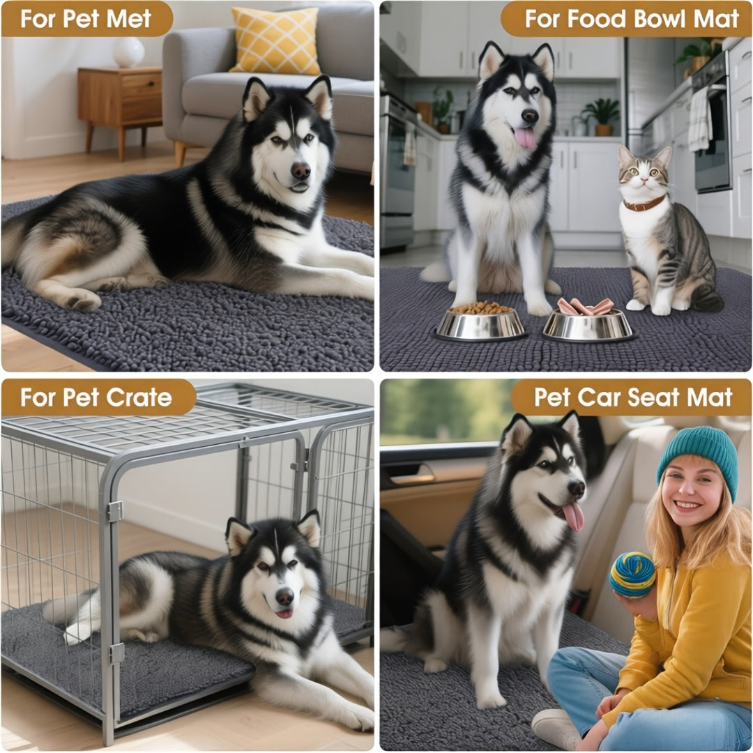 Super Absorbent Microfiber Dog Door Mat for Muddy Paws, Non-Slip Washable Pet Rug, Quick Dry Chenille Entryway Carpet, Indoor Outdoor Carpet, Outside Rug, Outside Rugs, Machine Washable Indoor Outdoor Mat