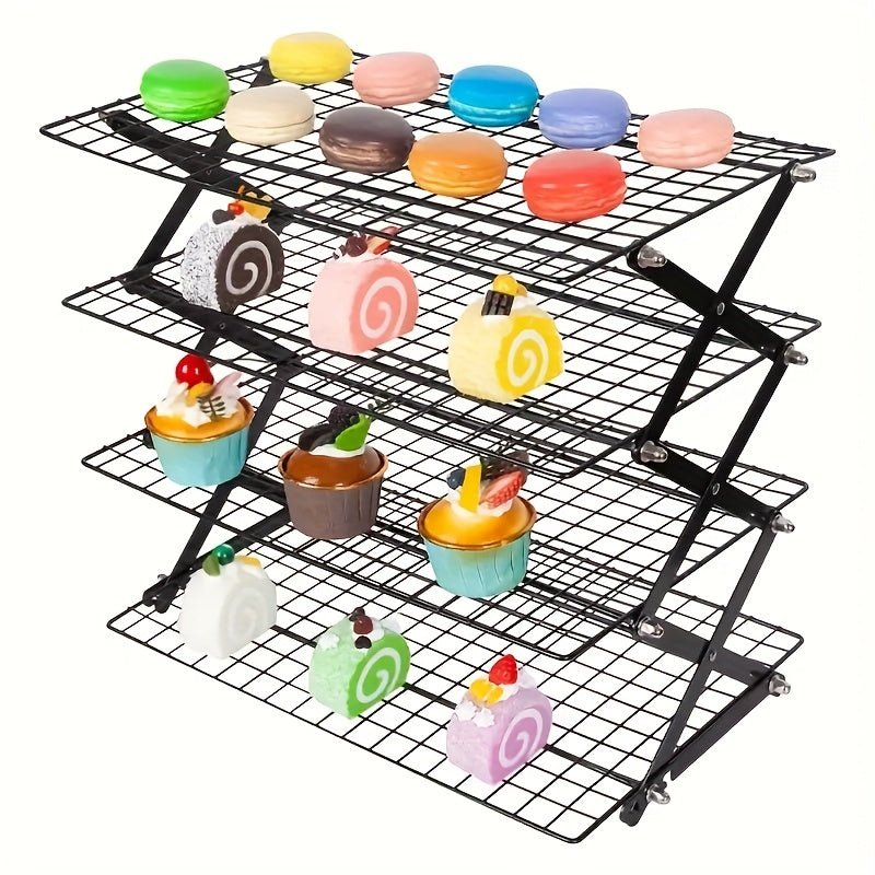 3/4-layer, Collapsible Cooling Rack, Metal Wire Rack For Baking Trays, Popular Limited Purchase, Highly Recommended, Stackable Baking And Cooking Drying Wire Cooling Rack With 4 Adjustable Settings, Camping Grill For Cooking And Cooling And Cake