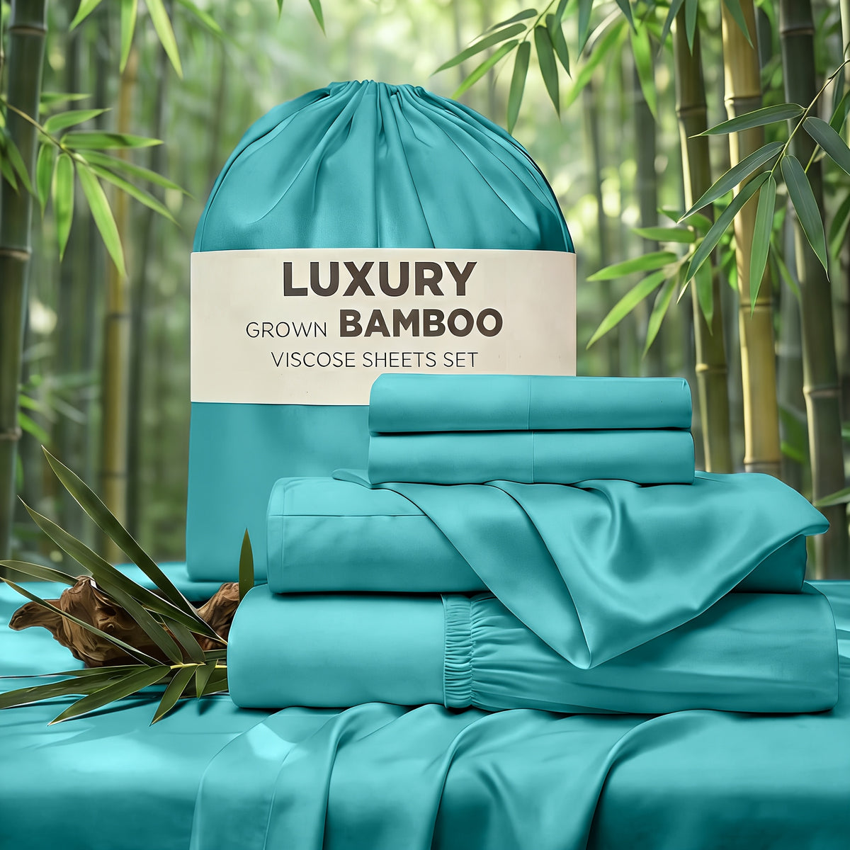 4pcs Hotel Luxury Bed Sheet & Pillowcase Set - Ultra Soft Rayon Derived From Bamboo, Wrinkle Fade & Stain Resistant, 14" Deep Pocket, Easy Care Bedding for Bedroom & Kids Room Decor