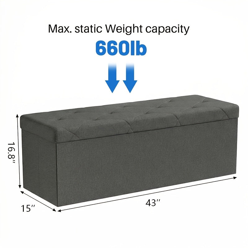 30/43 Inch Heavy Duty Folding Storage Ottoman Bench with Shoe Cabinet & Thick Padded Seat - Retro Suitable for Small Spaces, Multifunctional Footrest Stool, End of Bed Bench for Bedroom, Living Room, Entryway, Fabric,