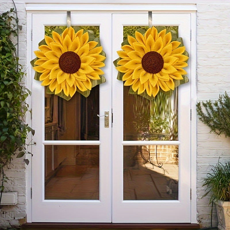 Sunflower Wreath Seasonal Decor, Door Wall Hanging Wreath, for Indoor Outdoor Home Office Wall, Wedding Festival Thanksgiving Day Decoration