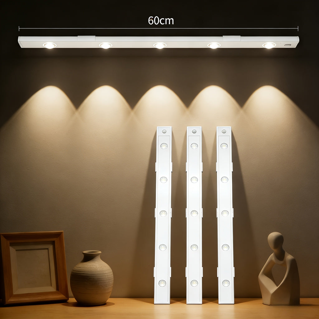 JUANGU 3pcs/2pcs Smart LED Motion Sensor Light - Dimmable Cabinet Light, USB Rechargeable, 3 Adjustable Modes, Smart Night Light, Suitable for Bedrooms, Stairs, Kitchens, Piano Rooms, and Dance Studios, Bedside Reading Light | Cabinet Light | Smart