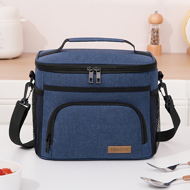 Reusable Insulated Lunch Bag with Adjustable Shoulder Strap, Leakproof Portable Cooler Tote for Men and Women, Office Meals, Travel, Beach and Picnics