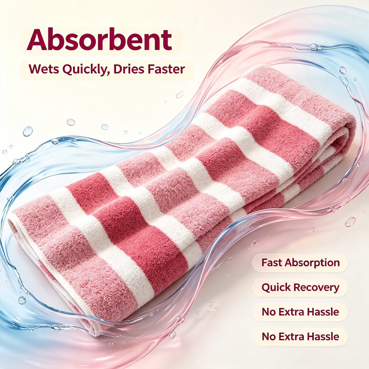 8pcs set, no hair loss, super absorbent, super soft two-color striped interval bath towel combination, including 2 large bath towels, 2 large face towels, 4 hand towels