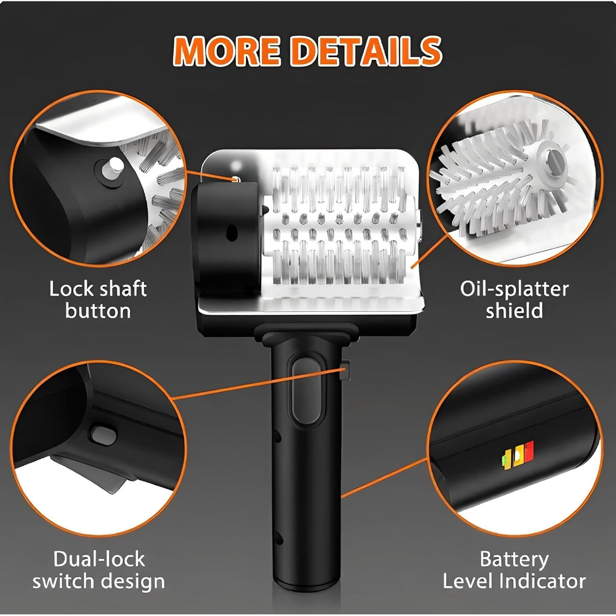 [Portable Outdoor BBQ Scrubber] Cordless Electric Grill Brush, 800 RPM Rotating Grill Cleaner, 2000Mah Rechargeable Battery, 304 Stainless Steel Bristles BBQ Cleaning Tool, Includes Replacement Brush Head And 1 Pair Gloves, Portable Outdoor Barbecue Grill