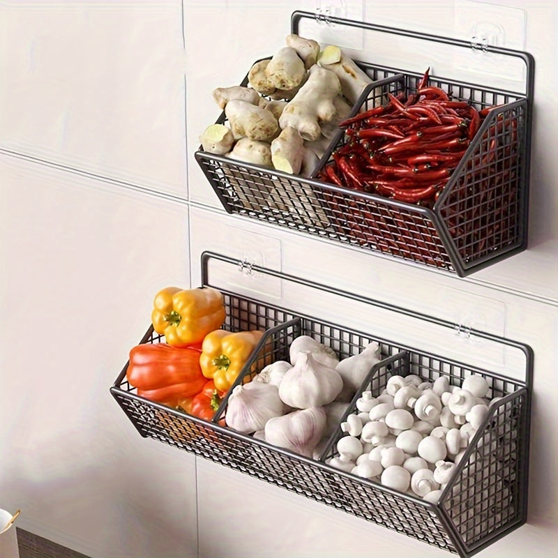 Storage Basket Wire Food Storage Organizer Wall-Mounted Storage Rack Kitchen Bedroom Bathroom Home Wall Rack Sponge Rack Single-Layer Carbon Steel Hanging Basket