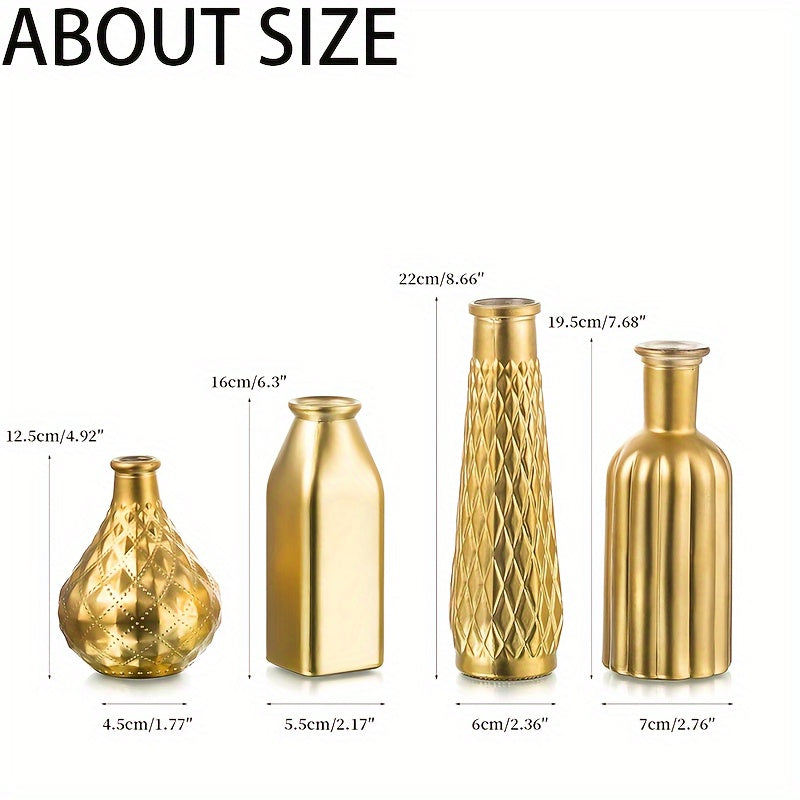 Golden Glass Vase, Cylindrical Home Decor, Art Deco Style, Holds Water, Golden Electroplating Finish, Living Room Kitchen Bathroom Bedroom Decor, Table Centerpieces, Halloween And Christmas Decorations