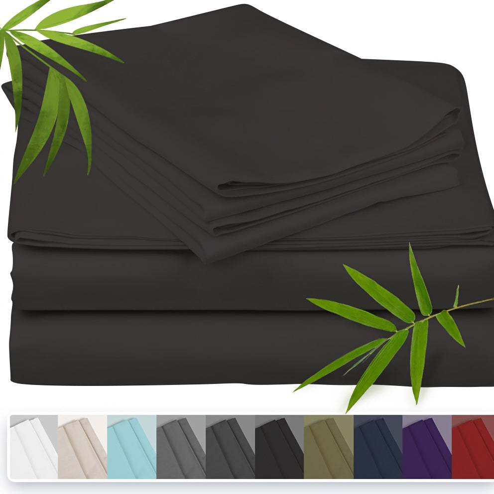Emircey 3-piece100% Bamboo Fiber Cooling Bedding, Featuring Deep Pocket Design, Breathable And Cool, Suitable for Those Prone to Heat And Excessive Sweating. Fitted Sheet And Pillowcases, Gift for Family Members, Available In Queen King Sizes