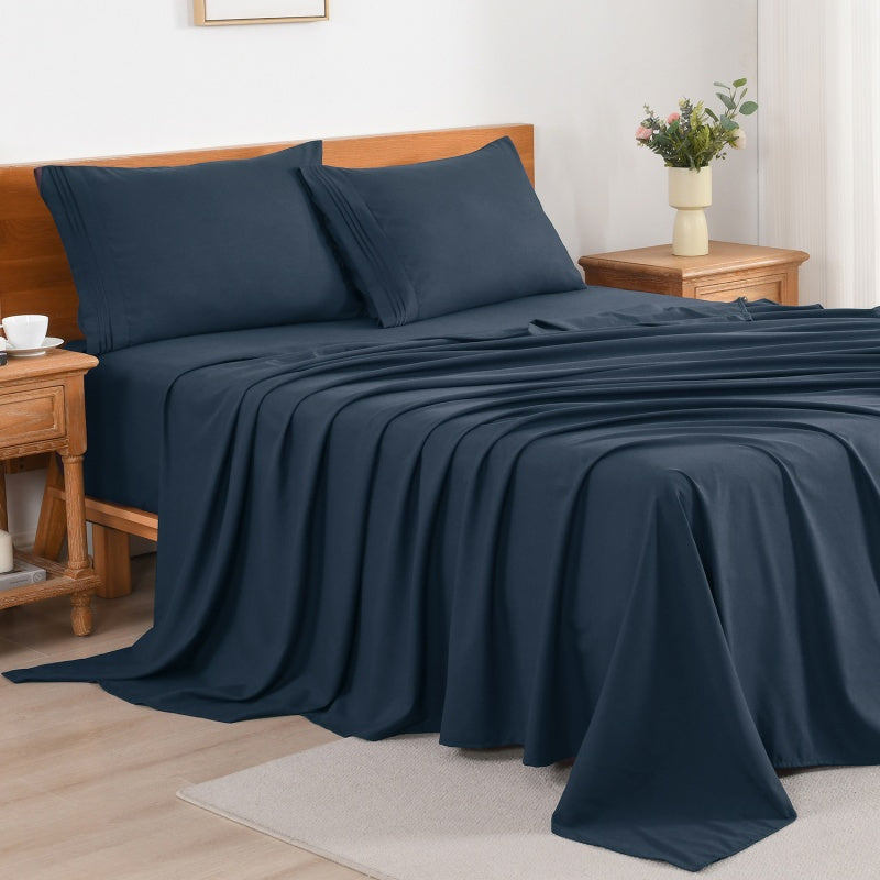 3/4-Piece Cooling Bed Sheet Set, Soft & Breathable Bedding with 18-Inch Deep Pocket, Hotel Luxury Sheets for Summer