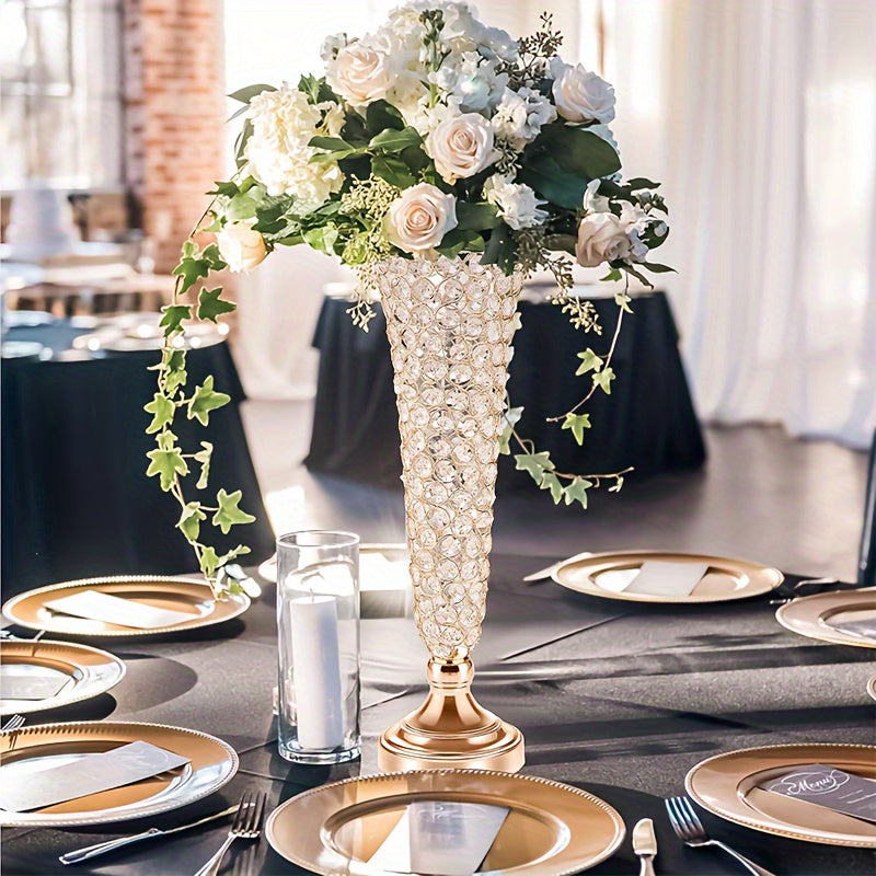 Two Crystal Vases, Standing 20 Inches Tall, Perfect for Centerpieces on Dining Tables, Wedding Celebrations, Birthdays, And Home Decoration