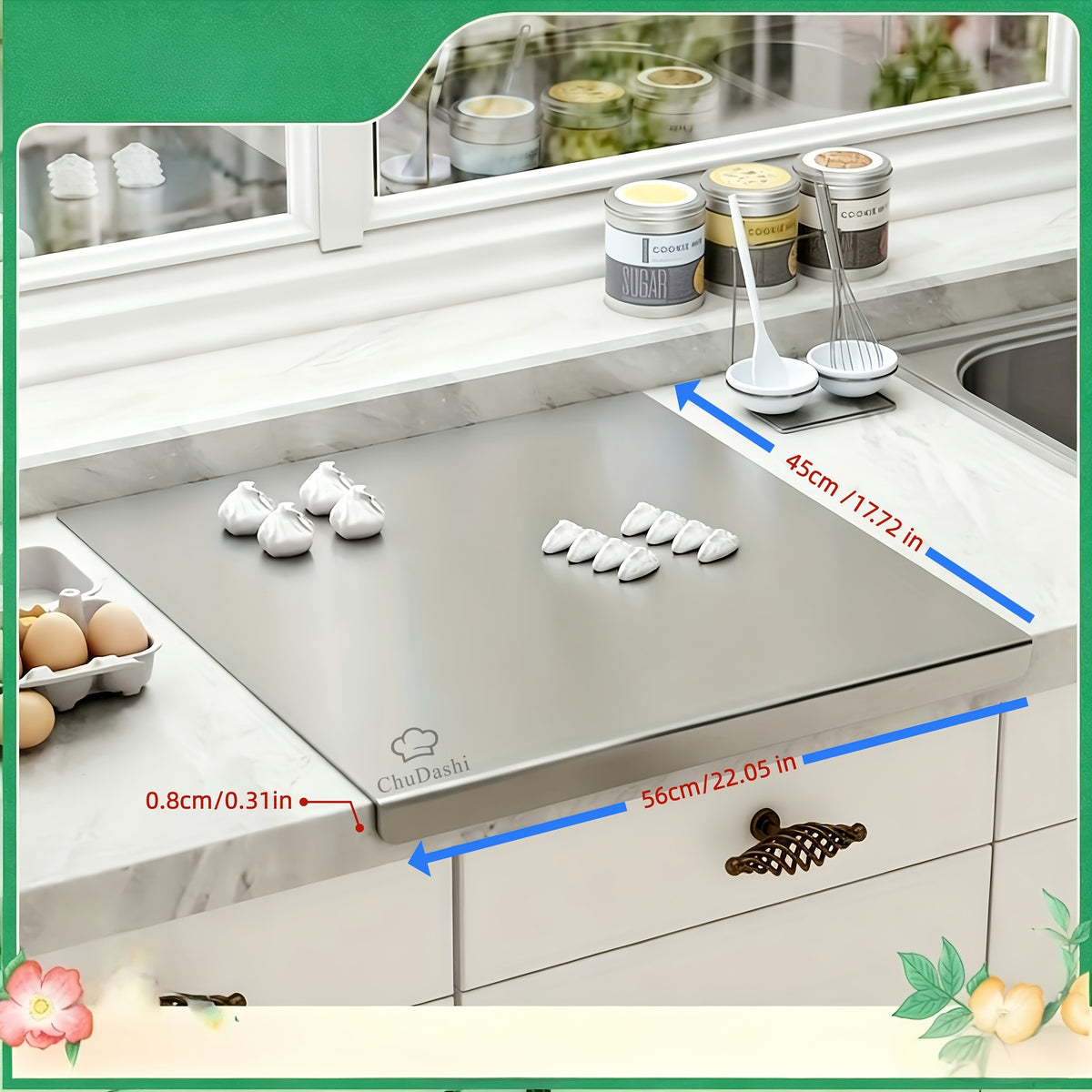 304 Stainless Steel Cutting Board, Household Meat Cutting Board, Kitchen Scroll Knife Board, Kitchenware Supplies