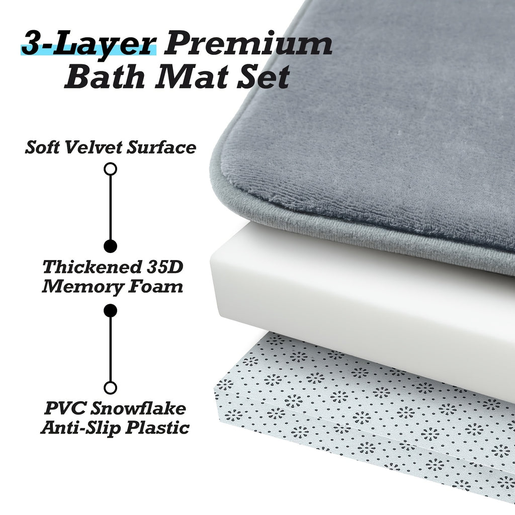 3pcs Small-Area Rugs And Ultra-Absorbent Bath Mats - Non-Slip Bathroom Floor Mats, Super Soft And Comfortable Premium Bathroom Rugs, Suitable for Bathtubs, Showers, Bathroom Additions And Home Decor Flooring Kitchen Rugs & Mats