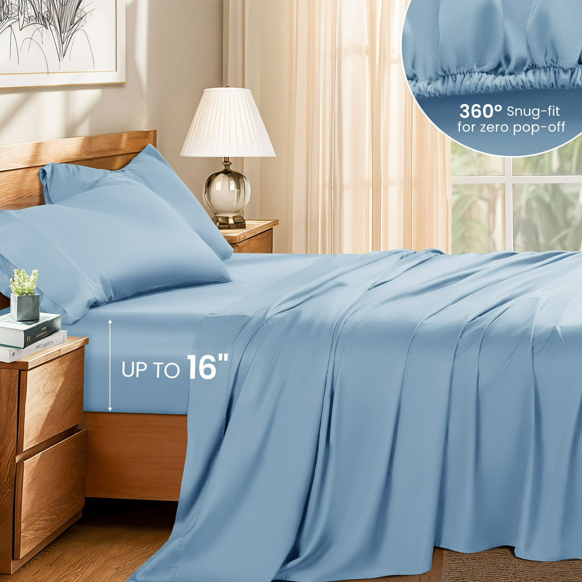 [Breathable Bamboo Sheets] 3/4pcs Breathable Bamboo Bed Sheets Fitted Sheet And Pillowcases Set Child Sheet And Pillowcase Sets, Queen Bamboo Twin Sheet Set, Cooling Queen Sheets Set