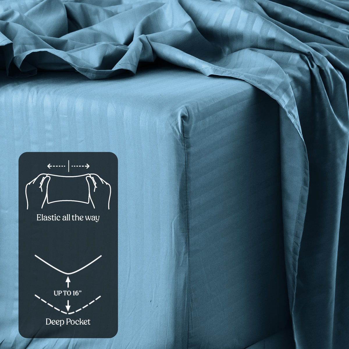 Lux Decor 4/3 Pieces Striped Bed Sheets Set - Hotel Luxury Sheets, Deep Pocket Up to 16 Inches, Extra Soft, Breathable Cooling Sheet & Pillowcases, Easy To Fit, Wrinkle Free, Fade & Stain Resistant Bedding Set