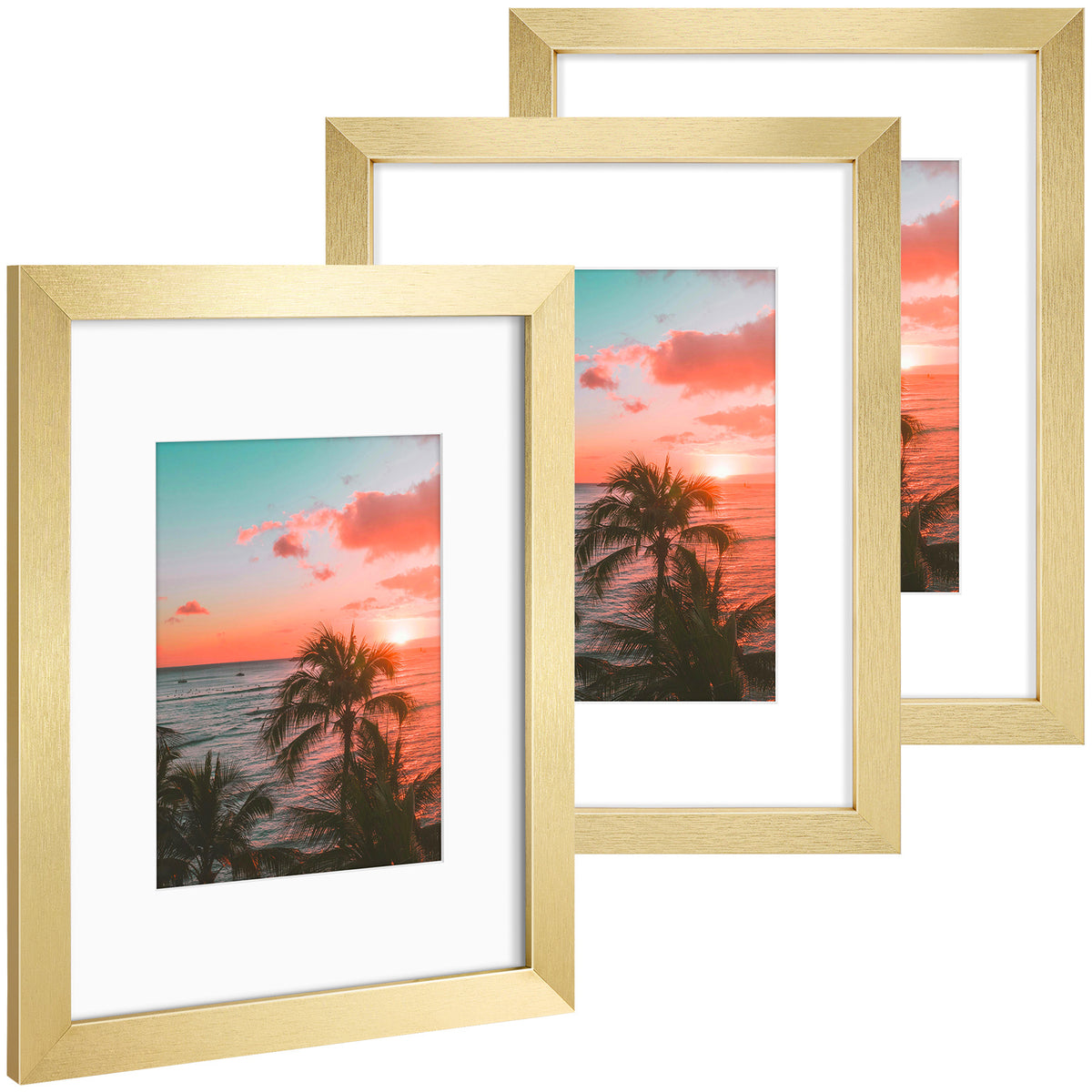3 Pack 6x8/8x10/9x12/11x14/16x20 Picture Frames Set with Mat or without Mat, Engineered Wood Photo Frames with Plexiglass, for Wall or Tabletop Display - Gallery Wall Frames, Office Home Decor,Poster Frames