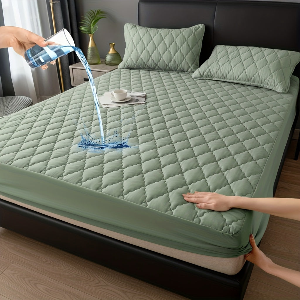 1pc High Quality Mattress Protector with Embossed Design - 11.8-inch Thickened Fitted Cover for Twin/Full/XL/King Beds (Excludes Pillowcases), Bedding Essential In Solid Color, Minimalist Bedroom Must-have