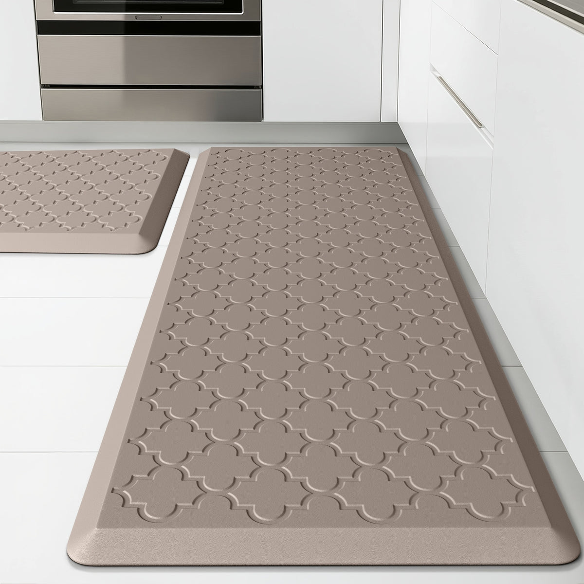[Non-Slip Kitchen Mats] 2pcs Non-Slip Cushioned Kitchen Mats for Floor | Anti Fatigue Mats for Standing, Office, Sink, Laundry - Grey
