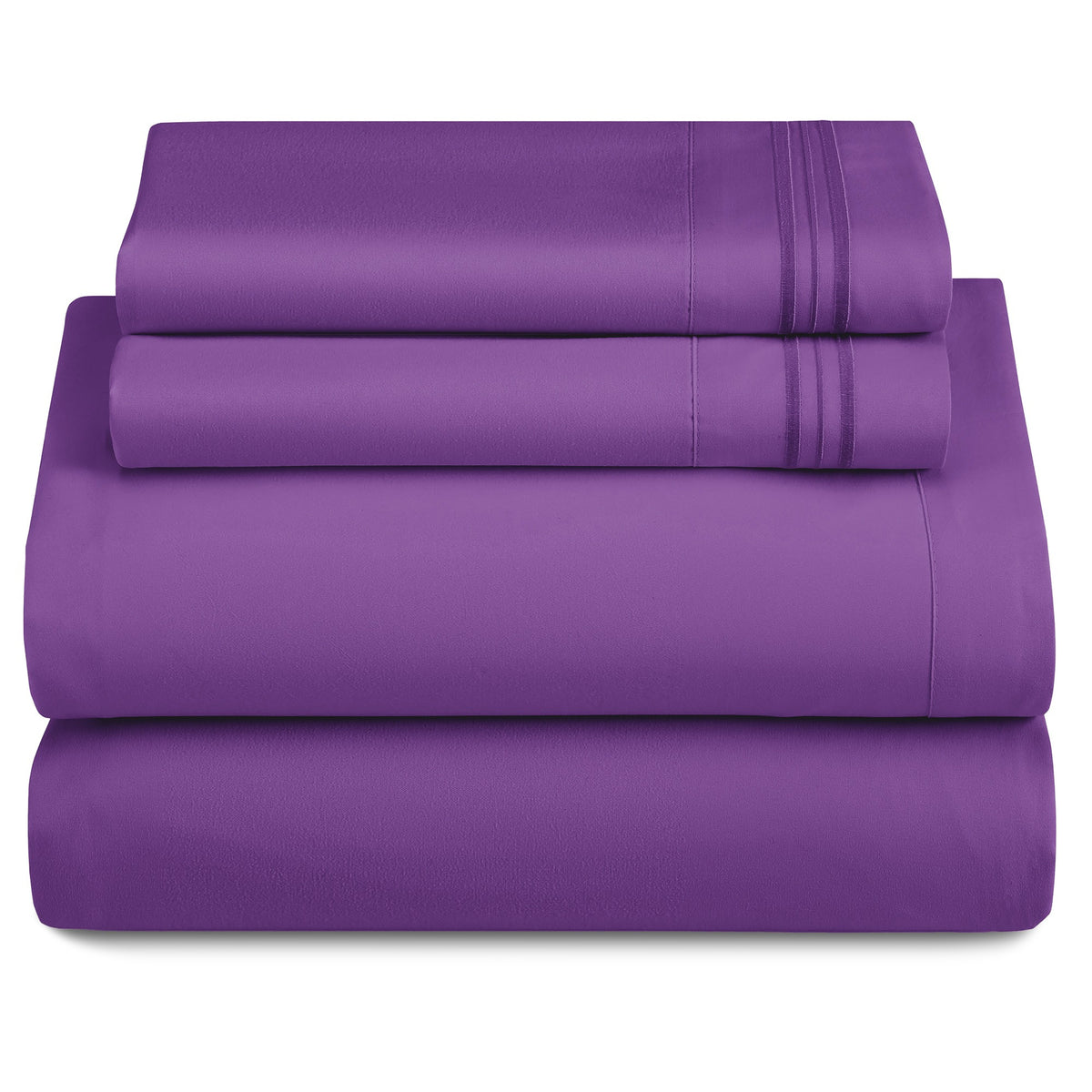 Lux Decor 4 Pieces Solid Bedsheets - 1800 Series Stylish Comfy Bedding Sheet Set - Hotel Luxury Skin Friendly Cooling Sheets & Embroidered Pillowcases Without Filler - Classic Collection With 16 Inches Deep Pocket Room decor - Shrinkage & Fade Resistant